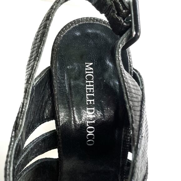 Michelediloco Black Snake-Embossed Leather Block Heels | Fall Classic Elegance - Picture 7 of 16